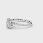 Floral Oval Halo Engagement Ring 10x7mm