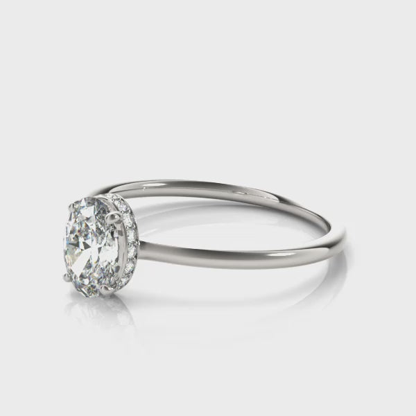 Oval Hidden Halo Engagement Ring