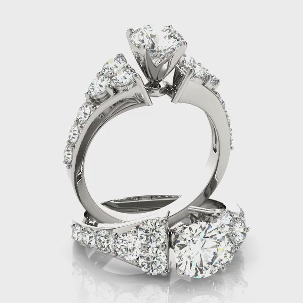 Prong Set Cluster Side Diamond Engagement Ring