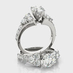 Prong Set Cluster Side Diamond Engagement Ring