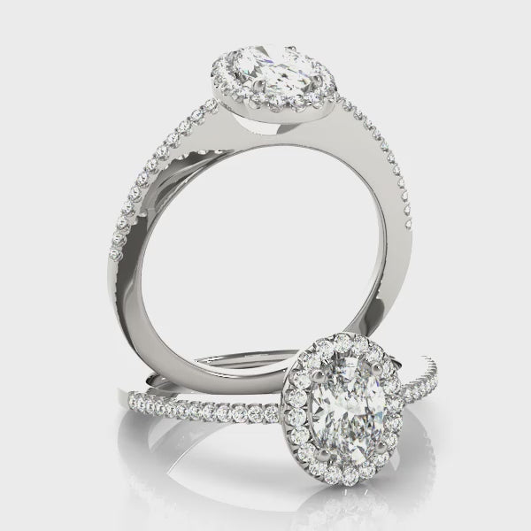 Oval Single Row Diamond Engagement Ring