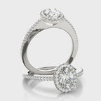 Oval Single Row Diamond Engagement Ring