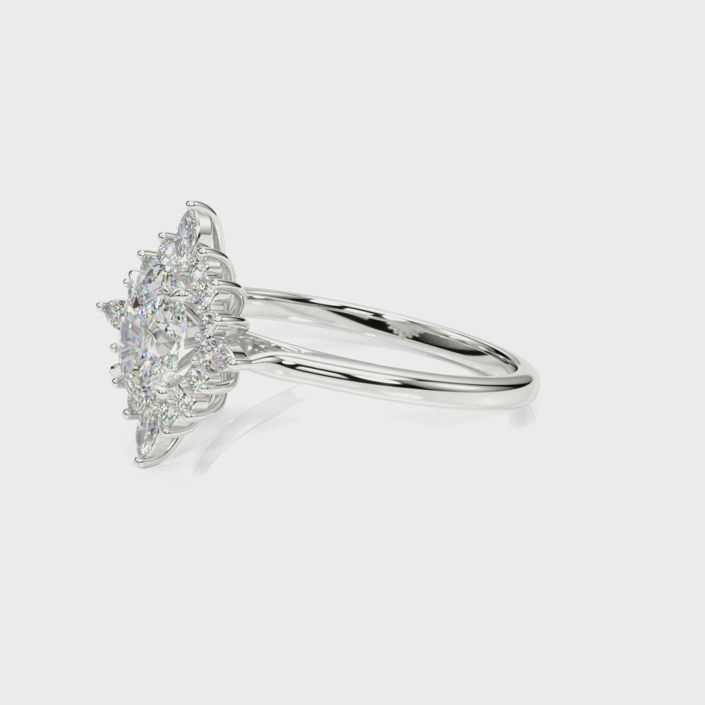 Oval Halo Diamond Engagement Ring 6x4mm Setting