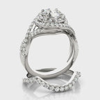 Twisted Double Halo Diamond Engagement Ring