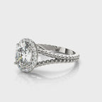 Oval Halo Braided Shank Engagement Ring