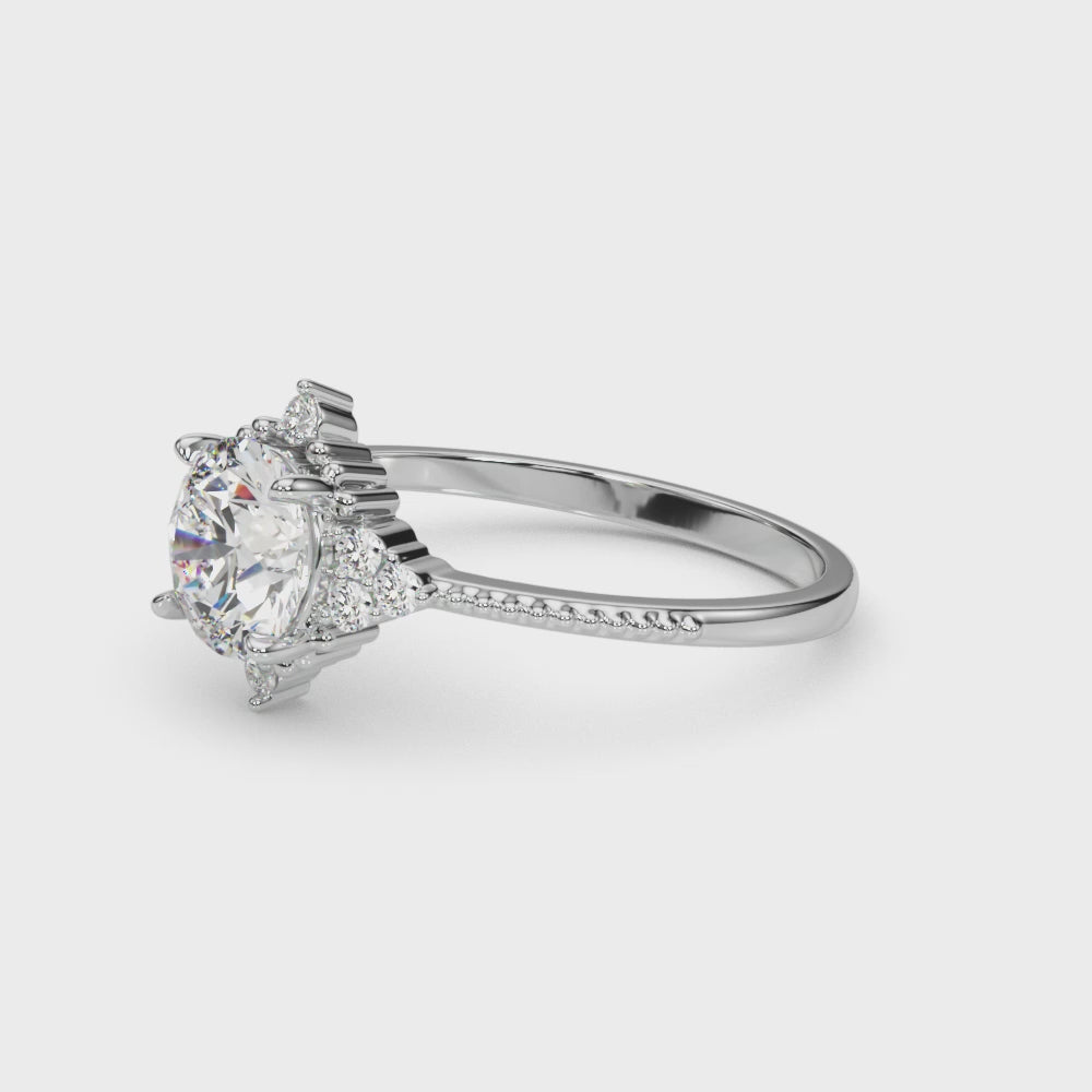 Round Cluster Accent Engagement Ring