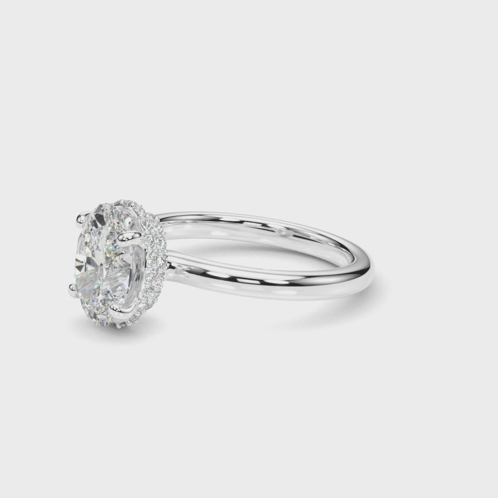Double Hidden Halo Oval Engagement Ring
