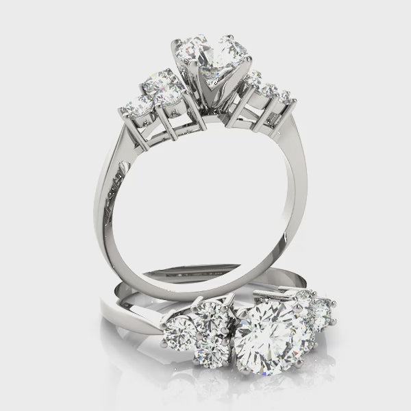 Round Cluster Peg Head Accent Engagement Ring