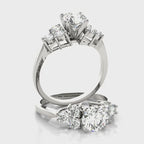 Round Cluster Peg Head Accent Engagement Ring