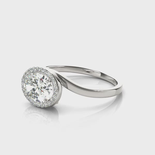 Oval Diamond Accent Engagement Ring