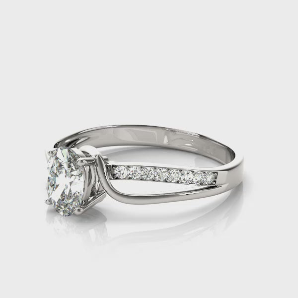 Single Row Bypass Split Shank Diamond Engagement Ring