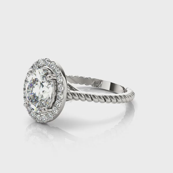 Oval Diamond Accent Engagement Ring
