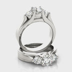 Three Stone Round Trellis Engagement Ring