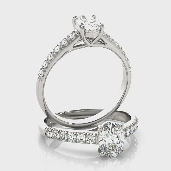Oval Trellis U-Prong Single Row Engagement Ring 5x3mm