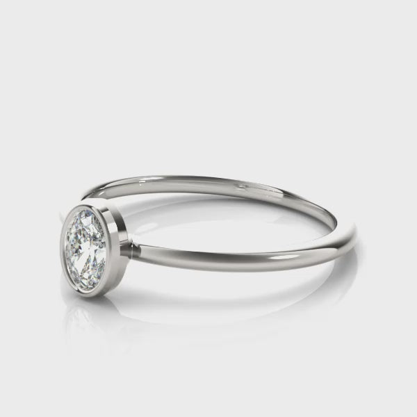 Oval Bezel Set Solitaire Engagement Ring