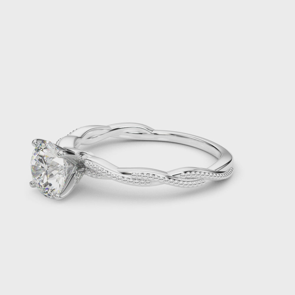 Twisting Milgrain Diamond Engagement Ring