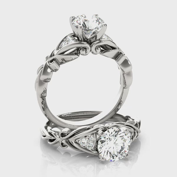 Nature Inspired Cluster Accent Engagement Ring