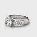 Multirow Pavé Half Bezel Engagement Ring