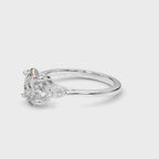Three Stone Oval Diamond Engagement Ring with Pear Accents