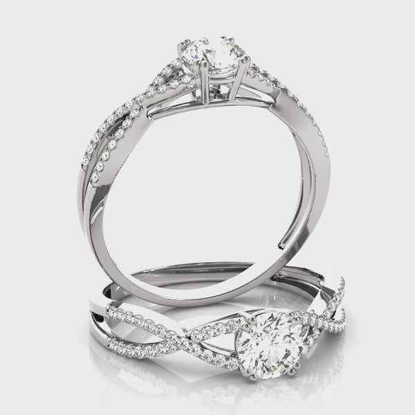 Twisted Round Diamond Engagement Ring