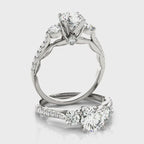 Three Stone Single Row Engagement Ring
