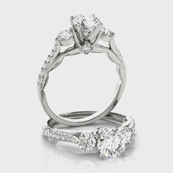Three Stone Single Row Engagement Ring