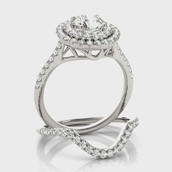 Double Halo Diamond Engagement Ring