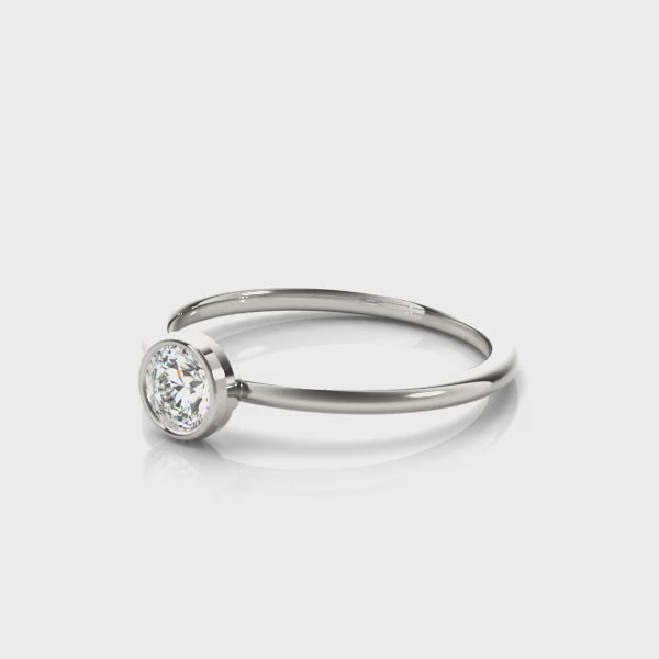 Round Bezel Set Solitaire Stackable Engagement Ring