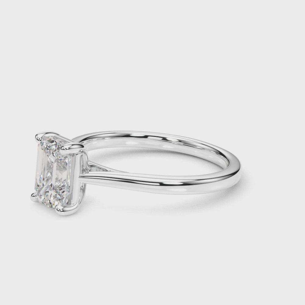 Emerald Cut Solitaire Diamond Engagement Ring 0.30 Carat
