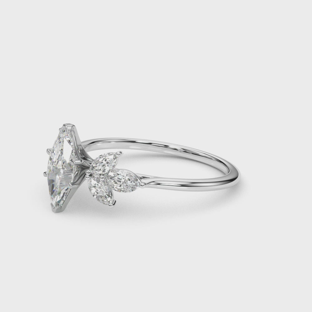 Marquise Cluster Accent Engagement Ring