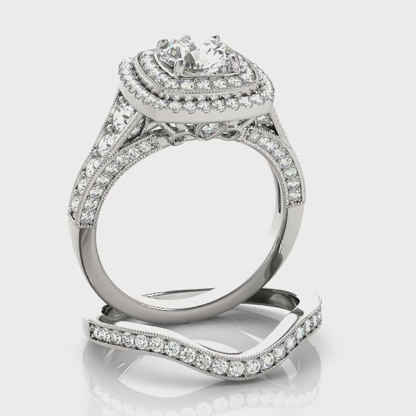 Vintage Double Halo Diamond Engagement Ring