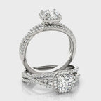 Cushion Halo Twisted Shank Engagement Ring – Multirow Sparkle Design