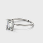 Emerald Cut Hidden Halo Diamond Engagement Ring 1.25 Carat Center