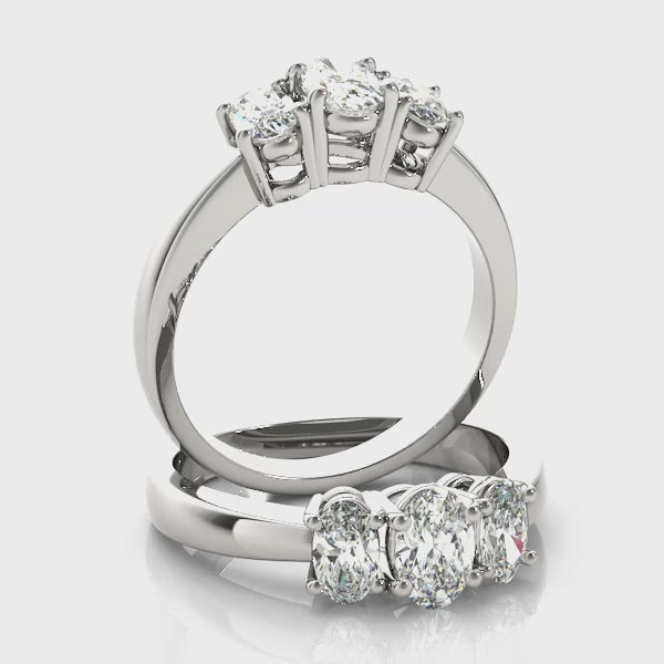 Three Stone Oval Diamond Engagement Ring