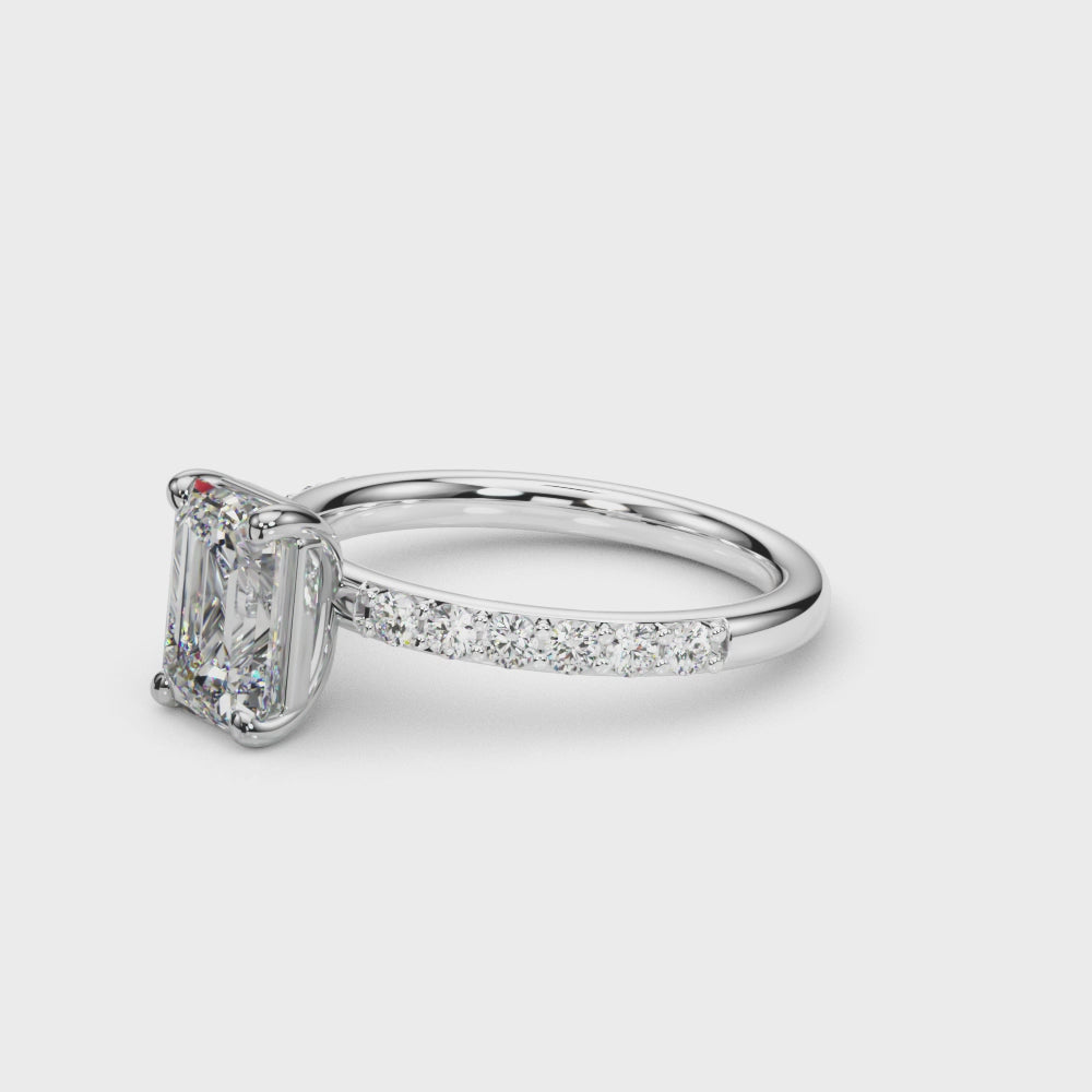 Single Row Emerald Cut Diamond Engagement Ring 4.5x3