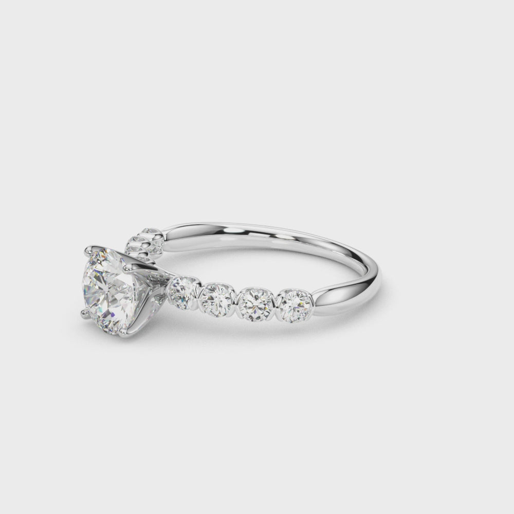 Single Row Half Bezel Diamond Engagement Ring