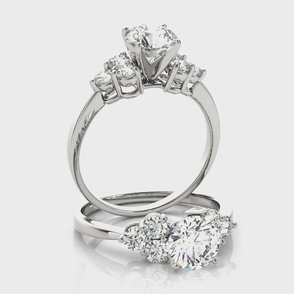 Round Cluster Side Sparkle Engagement Ring