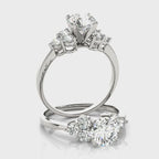 Round Cluster Side Sparkle Engagement Ring
