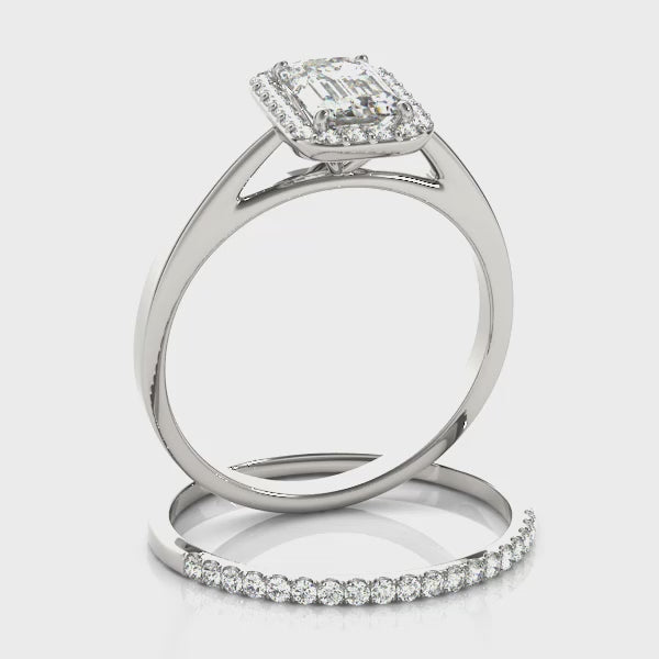 Emerald Cut Diamond Engagement Ring with Halo Setting 3.8 Carat