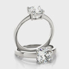 Cushion Cut Solitaire Engagement Ring with Matching Stone Accent