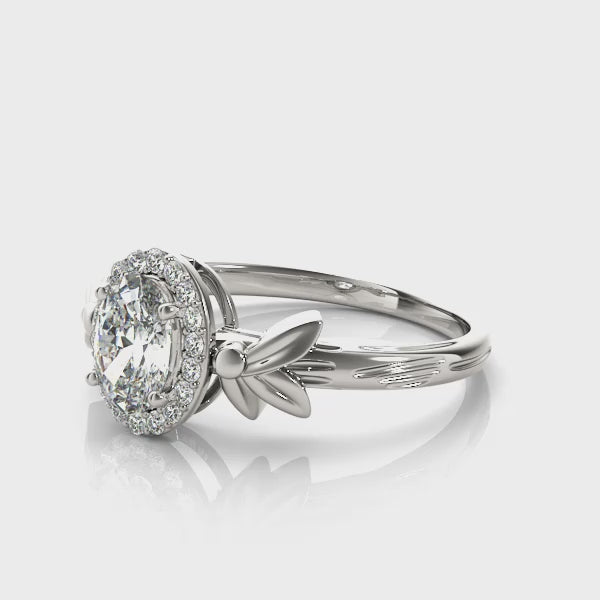Oval Diamond Fashion Ring with Melee Accents
