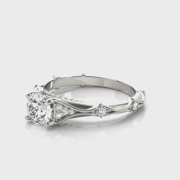 Vintage Hidden Halo Accent Engagement Ring