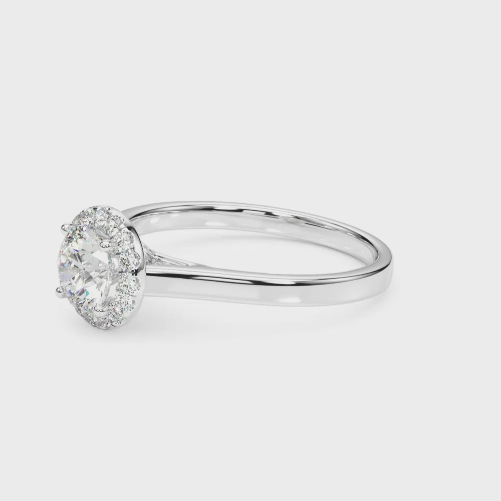 Classic Round Halo Diamond Engagement Ring