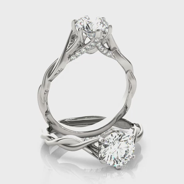 Twisted Shank Hidden Halo Engagement Ring