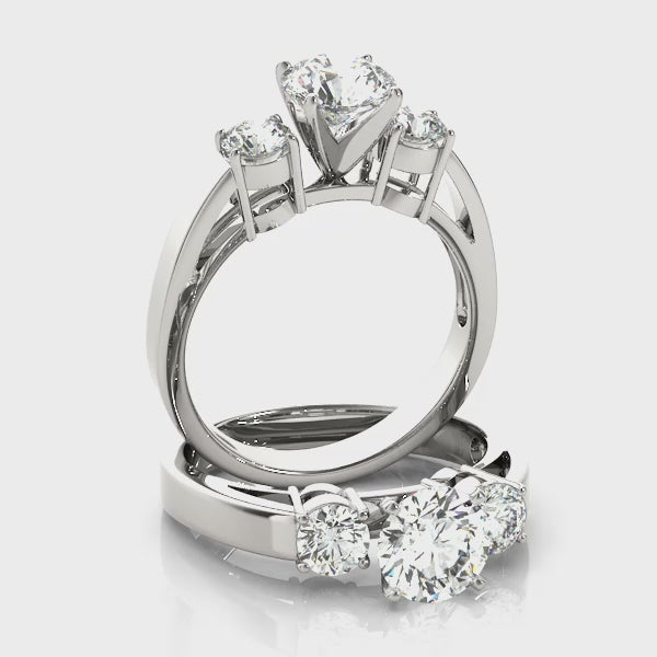 Three Stone Round Diamond Engagement Ring Classic