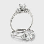 Round Cluster Peg Head Engagement Ring
