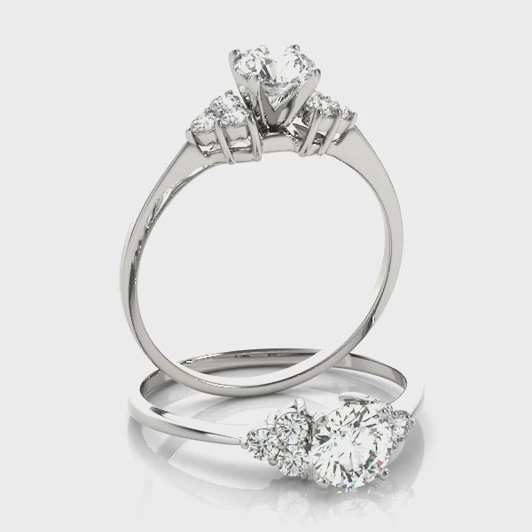 Round Cluster Peg Head Engagement Ring
