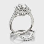 Double Halo Split Shank Diamond Engagement Ring