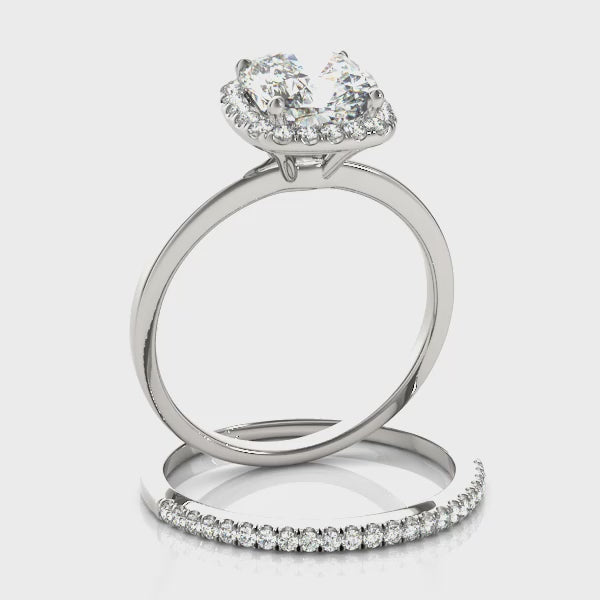 Square Cushion Halo Engagement Ring