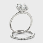 Square Cushion Halo Engagement Ring